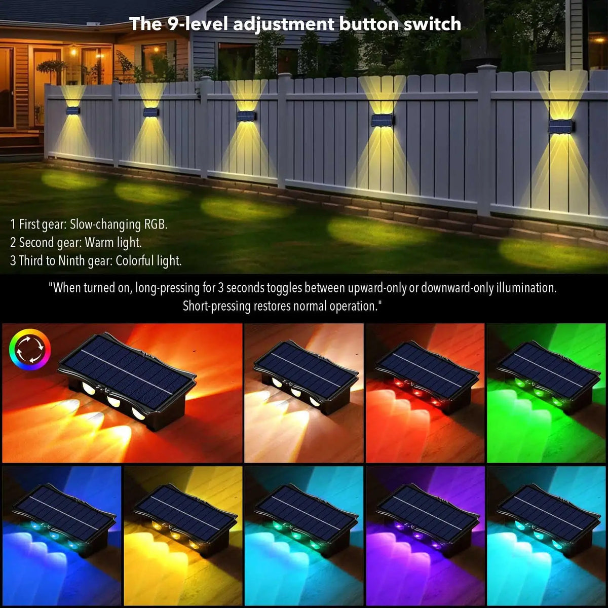 Waterproof solar wall sconce for decorative exterior lighting - view 3