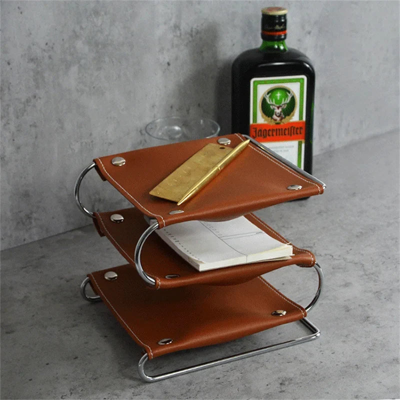 Leather top for cosmetic and jewelry storage