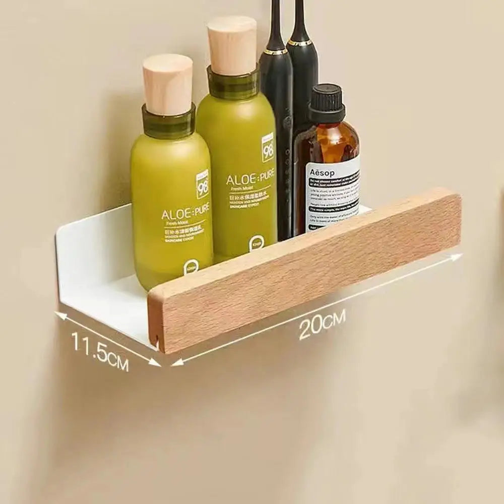 Waterproof beech shelf for kitchen and bathroom storage - White 20cm