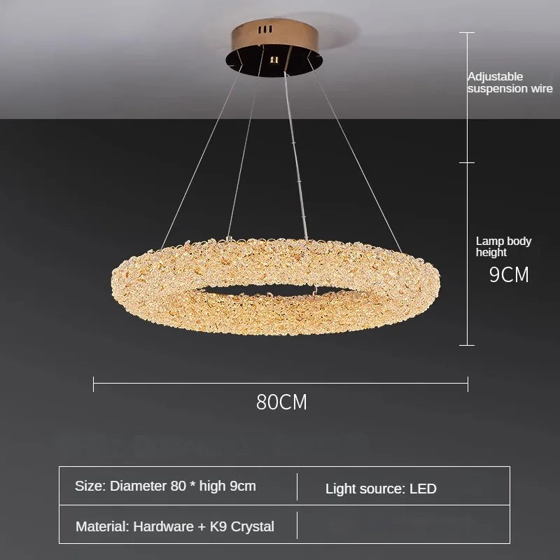 Crystal chandelier k9 elegant design for modern lighting - D 80cm / 3 modifiables