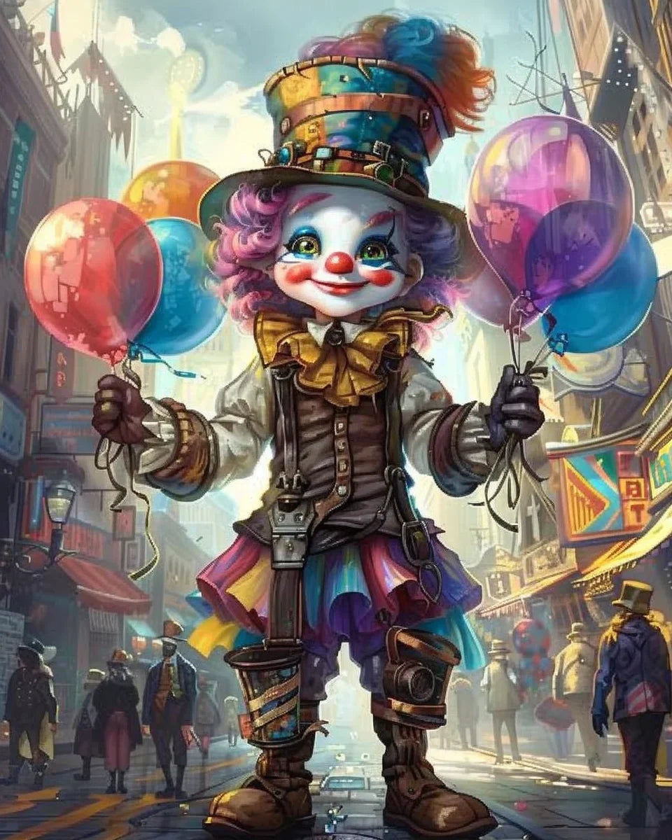 Funny acrylic clown paint kit for kids artistic decoration - H6463 / No Frame 30x40cm