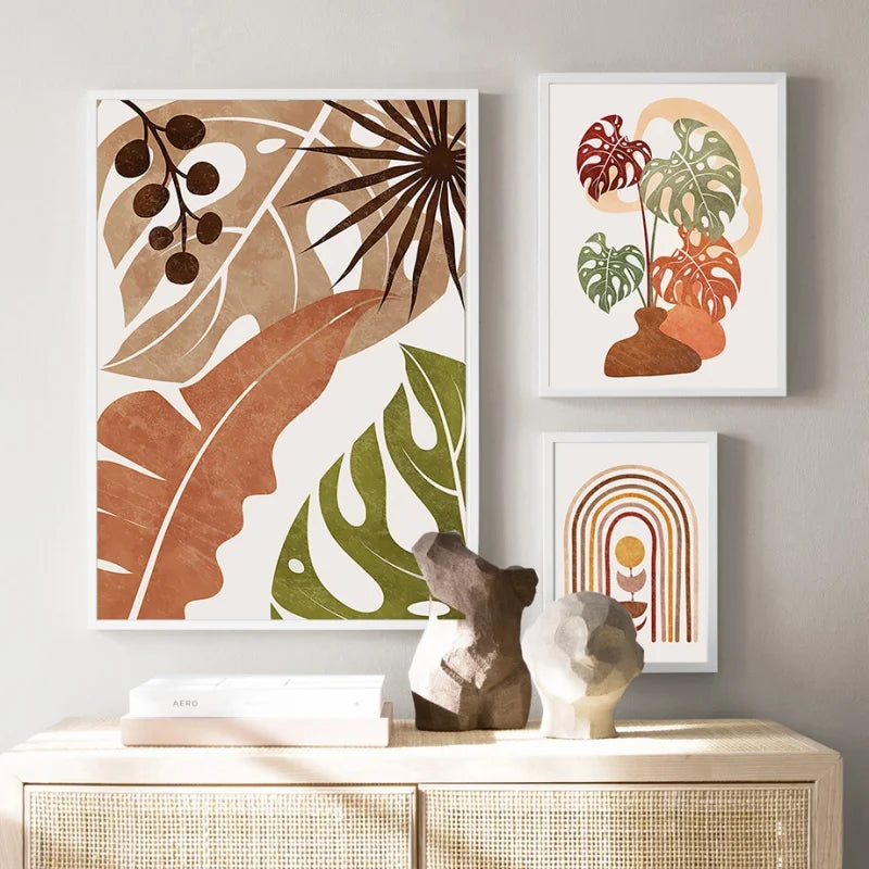 Tableware vase monstera terracotta abstract wall decoration Nordic - view 3