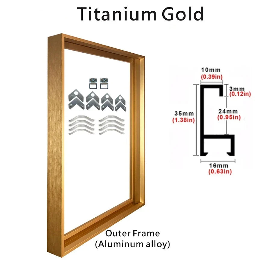 Metal frames for oil paint and wall decorations - T Gold / 30x45cm