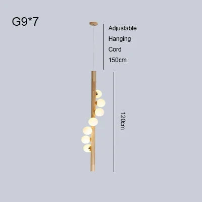 Modern glass chandelier and walnut wood for indoor use - Dimmable / 120cm B