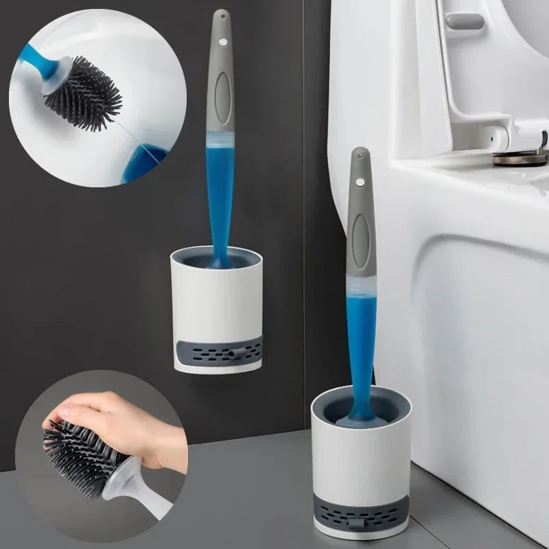 Set of rechargeable silicone cleaning brushes with wall support