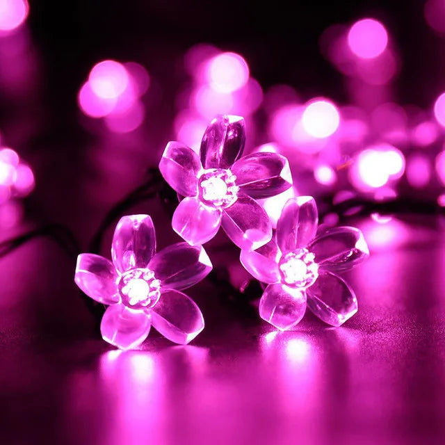 Sunlight garland for garden outdoor decoration fairytale - Cherry pink / 12m 100leds 8 modes