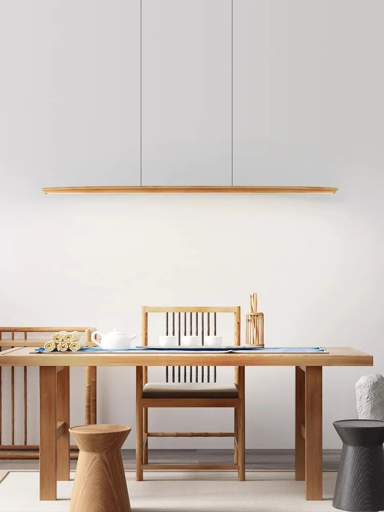 Dimmable chandelier in elegant wood for modern interior lighting - view 3