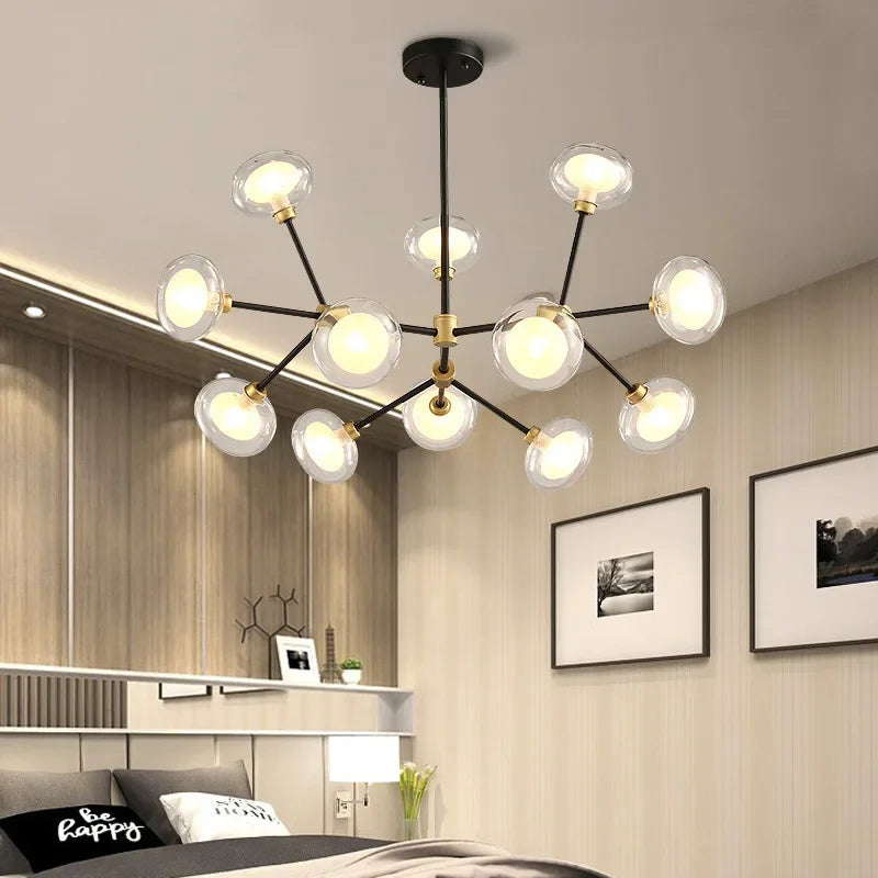Nordic pendant light in resin and glass for modern decoration - 12 Heads / 3 couleurs