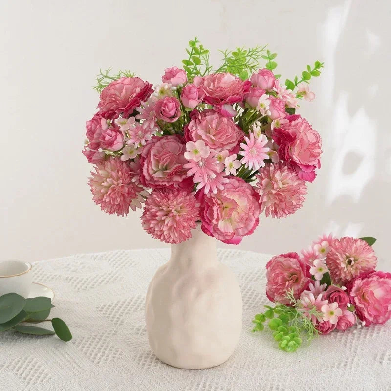Bouquet of rose wines and silk carnations floral festive decoration - view 2