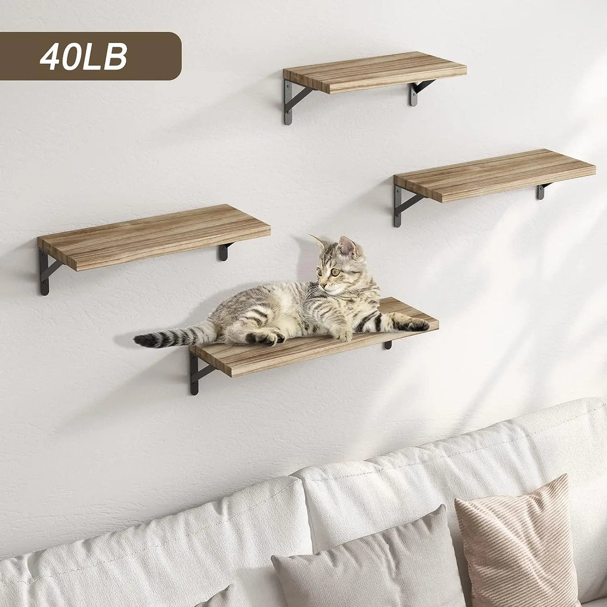 Wall shelves in solid wood simple design for hanging storage - view 2