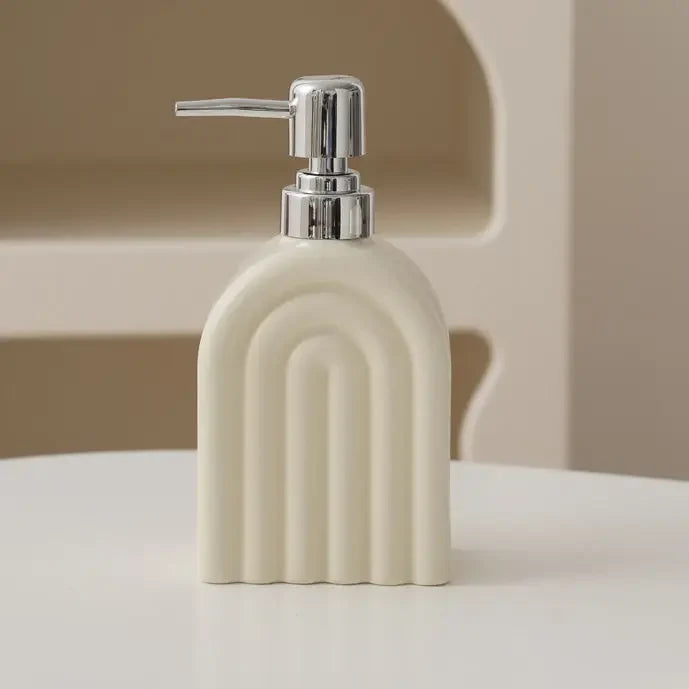 Portable ceramic soap dispenser for shampoo and water - A