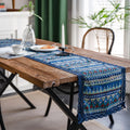 Table runner stripes blue navy lace country - 30x50cm