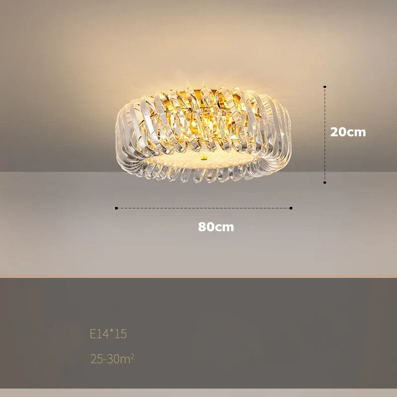 Modern ceiling lamp in elegant and refined gold led crystal - 80cm ceiling lamp / Warm light / Silver frame