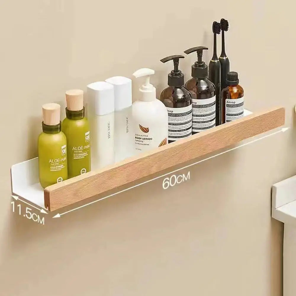 Waterproof beech shelf for kitchen and bathroom storage - White 60cm