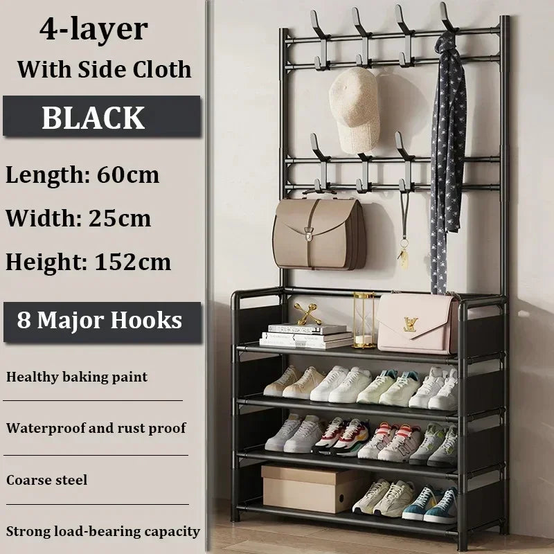 Organizer of clothing shoes and hats to ride yourself - 4 Layers - Black B