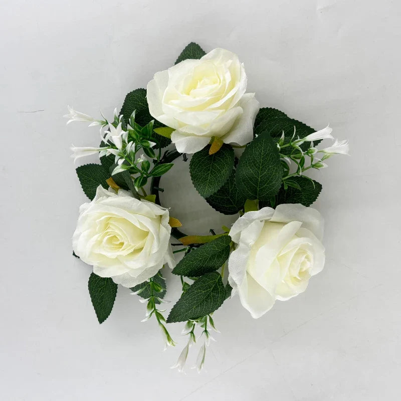 Decorative led candle for wedding and birthday - wreath / Ivory