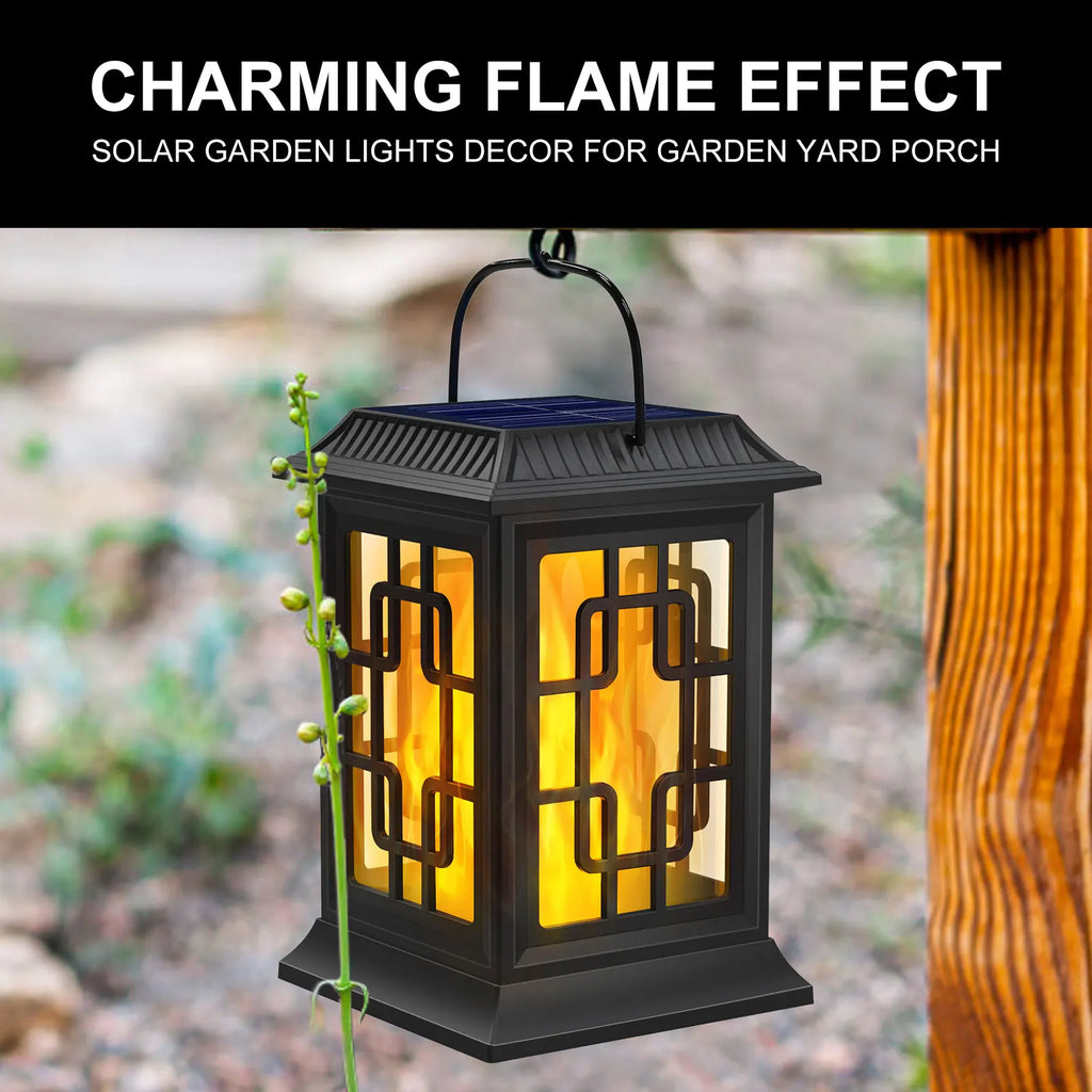 Set of 2 decorative flickering solar lanterns - view 3