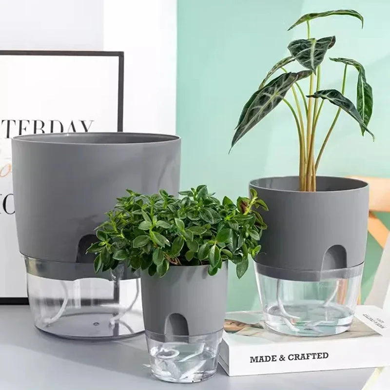 Plastic self-watering flower jar for succulent plants