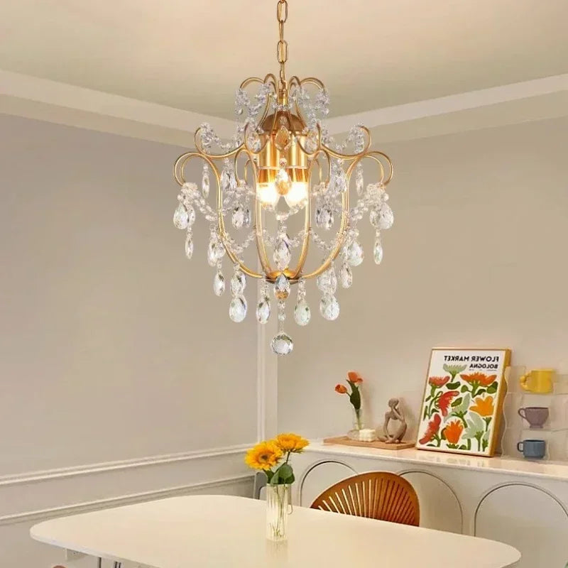 Retro led chandelier in crystal for elegant interior decoration