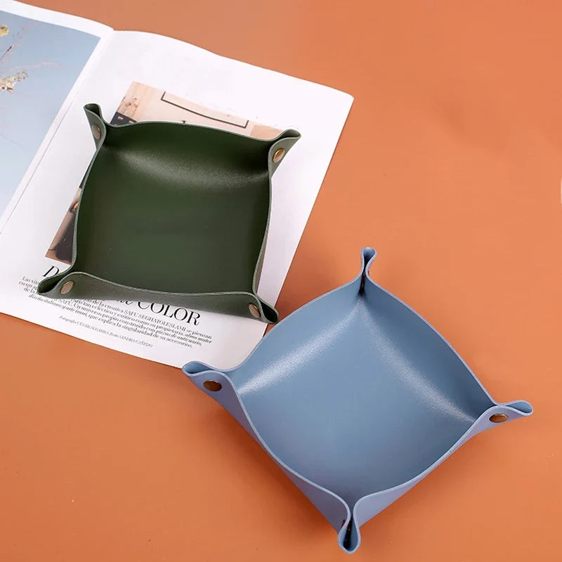 Nordic leather storage tray versatile office organizer - view 3