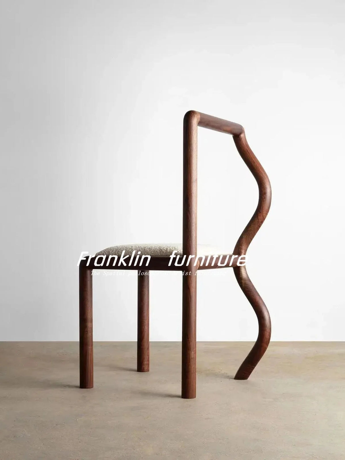 Retro Nordic chair in walnut with cushion in lamb wool - view 4