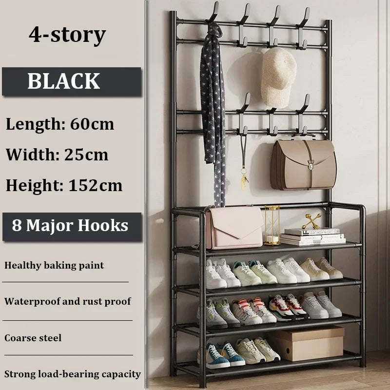 Organizer of clothing shoes and hats to ride yourself - 4 Layers - Black