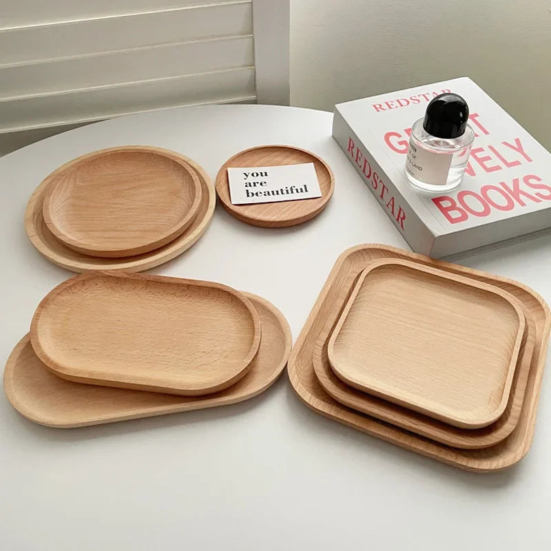 Wood Beech Plate Fruit Plate Oval Pallet trays decorative Candy Rectangular Dessert Dinner Tableware Tray, Kitchen Accessories - view 4