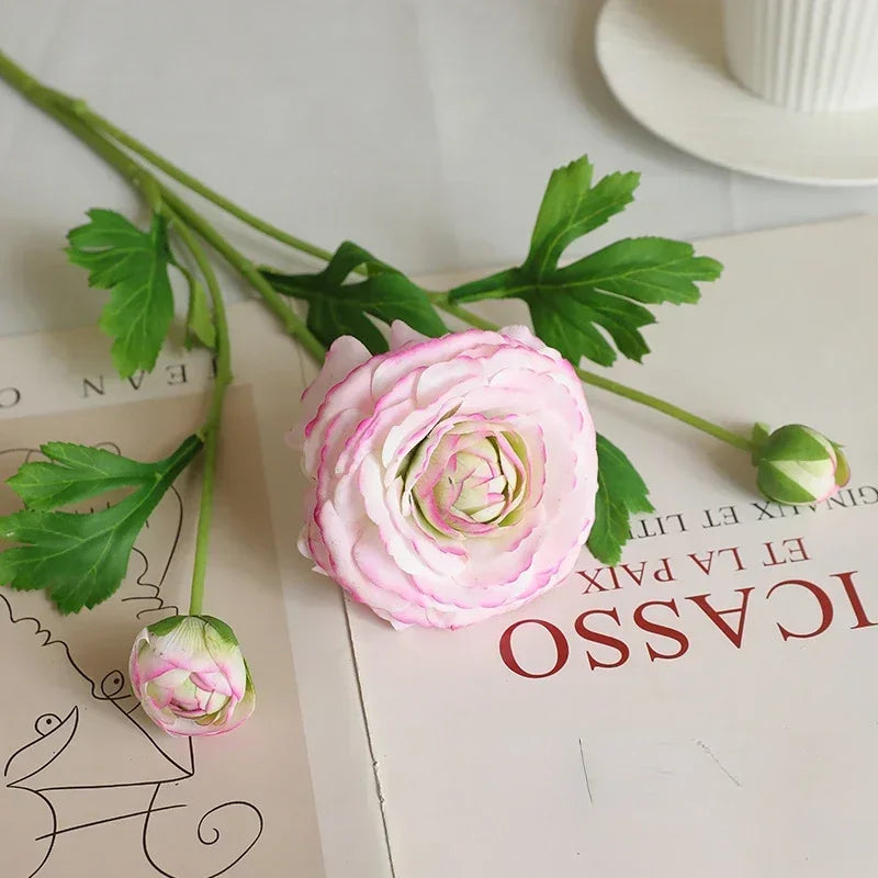 Artificial silk flowers decorative lotus branch realistic - Pink Purple