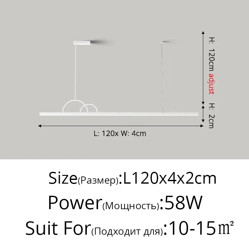 Nordic design LED chandelier for modern interior lighting - A White L120x4x2cm / Neutral Light