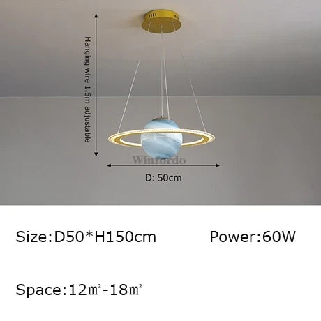 Creative pendant light earth moon football original design - Style B Gold D50cm / Adjustable Brightness