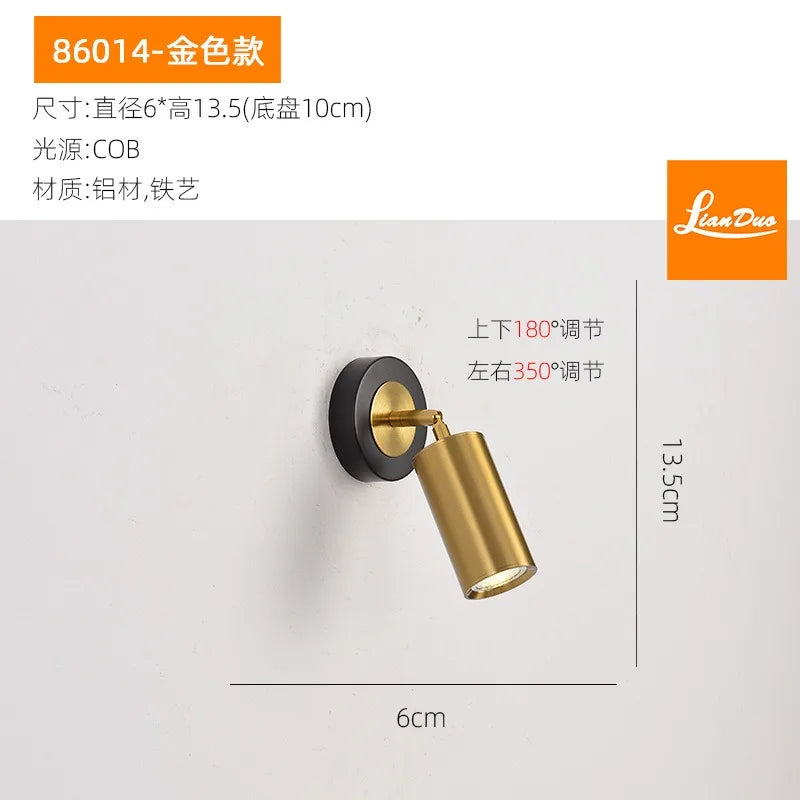 Modern rotary wall sconce adjustable for reading and study - Gold
