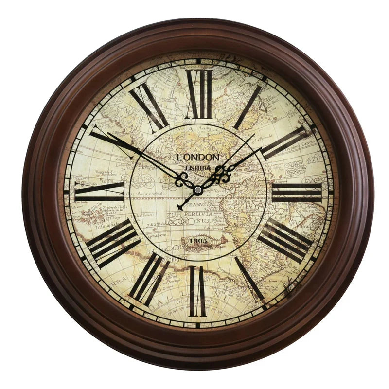 Silent wall clock customizable in retro modern wood - --Light Walnut Wood 2