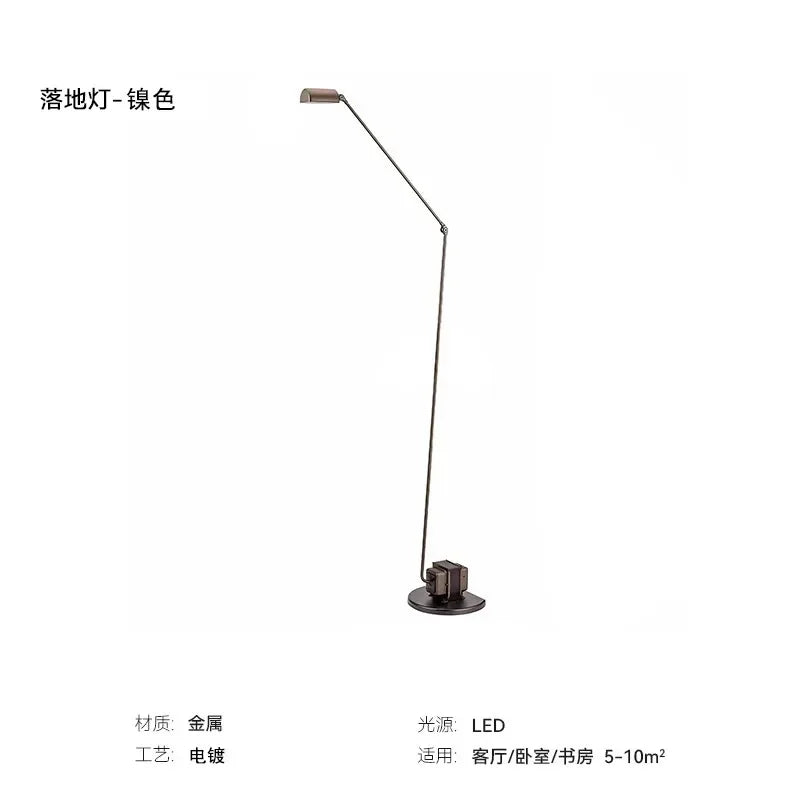 Modern floor lamp with Italian design with adjustable swivel arm - Warm Light / Lampadaire en nickel