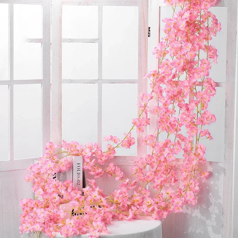 Artificial flower garland for wedding and interior decoration - A Dark Pink 1.8m