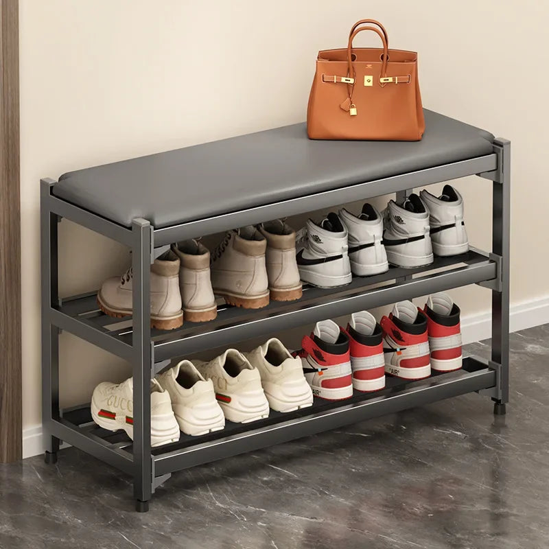 Padded foam shoe bench with practical storage