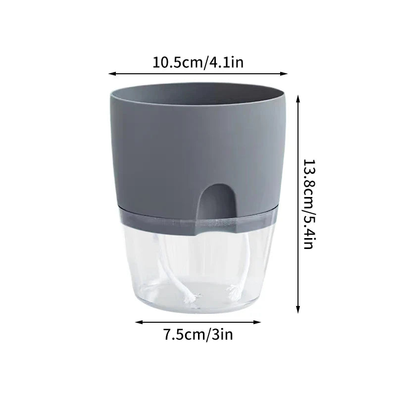 Plastic self-watering flower jar for succulent plants - Grey M