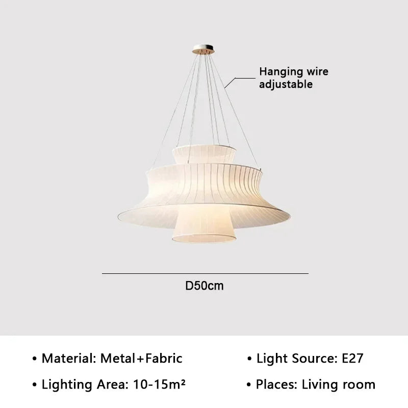 Modern minimalist fabric during light, living room dining room interior decoration, home decor, LED lighting fixtures - D50cm / Natural light