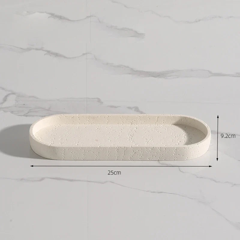 Wabi-Sabi-Electric Toothbrush Holder Set, Bathroom Toothbrush Cup, Vanity Desktop Storage Tray, Home Decoration - Oval Tray - Small