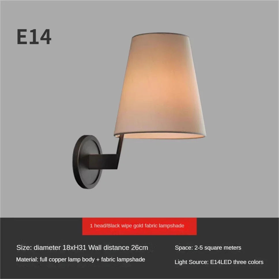Wall sconce in luxury copper fabric - 3 modifiables / Black