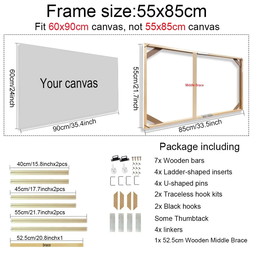 Wooden wall frame for decorative canvases and paints - 55x85cm