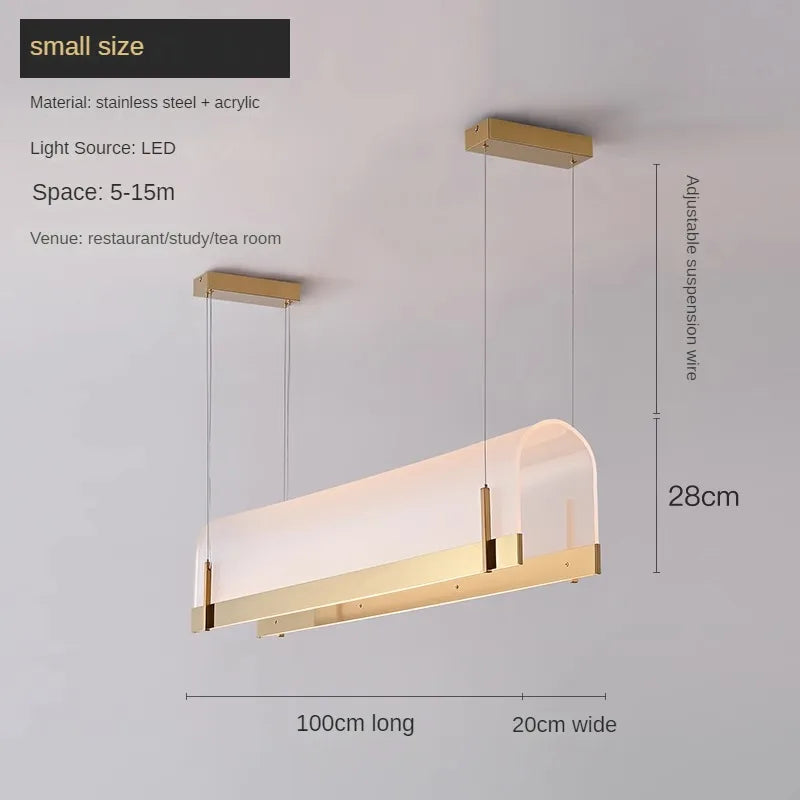 Acrylic chandelier for restaurant and postmodern living room - L 100cm / Warm White