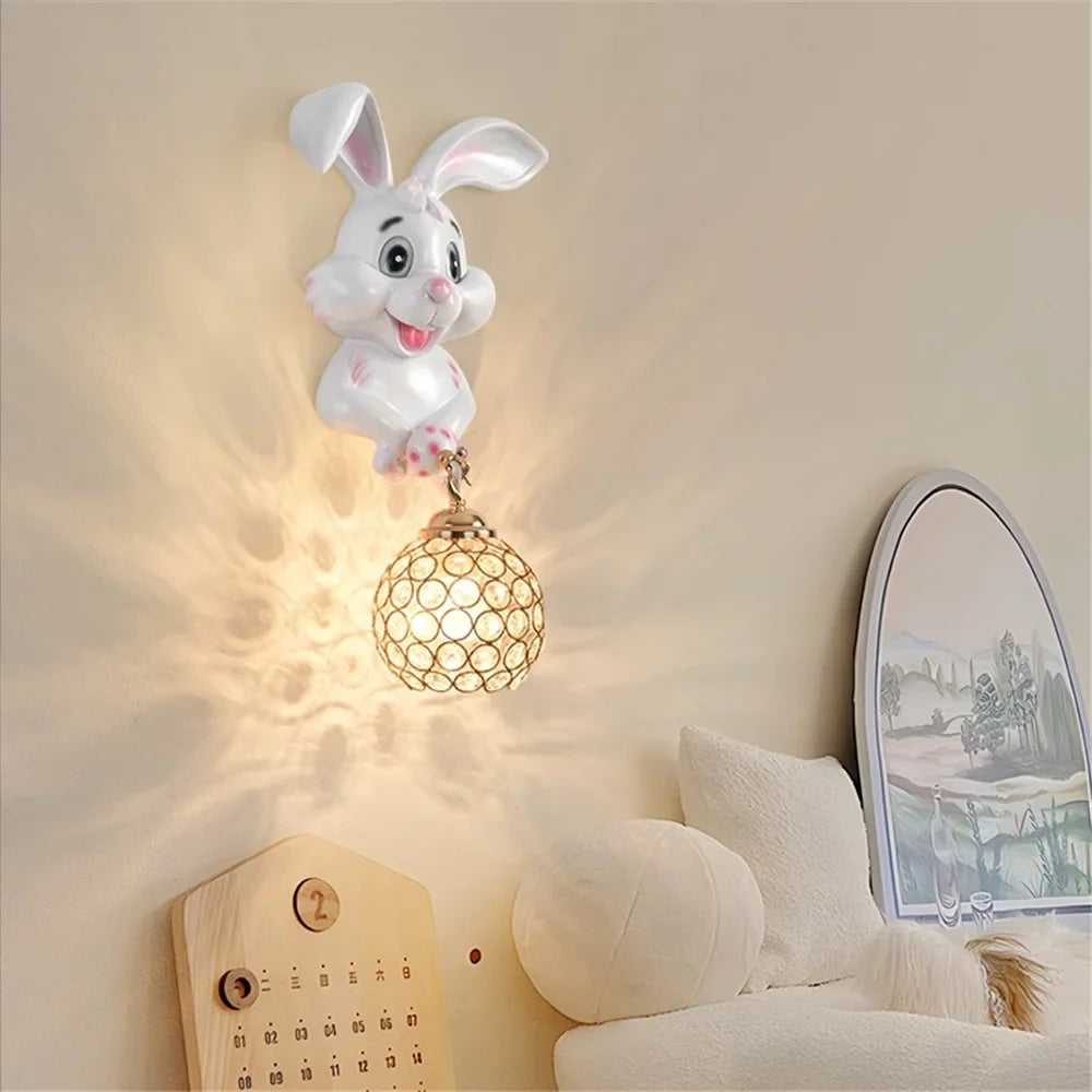 Rabbit wall sconce in creative pastoral resin for home decoration - view 3