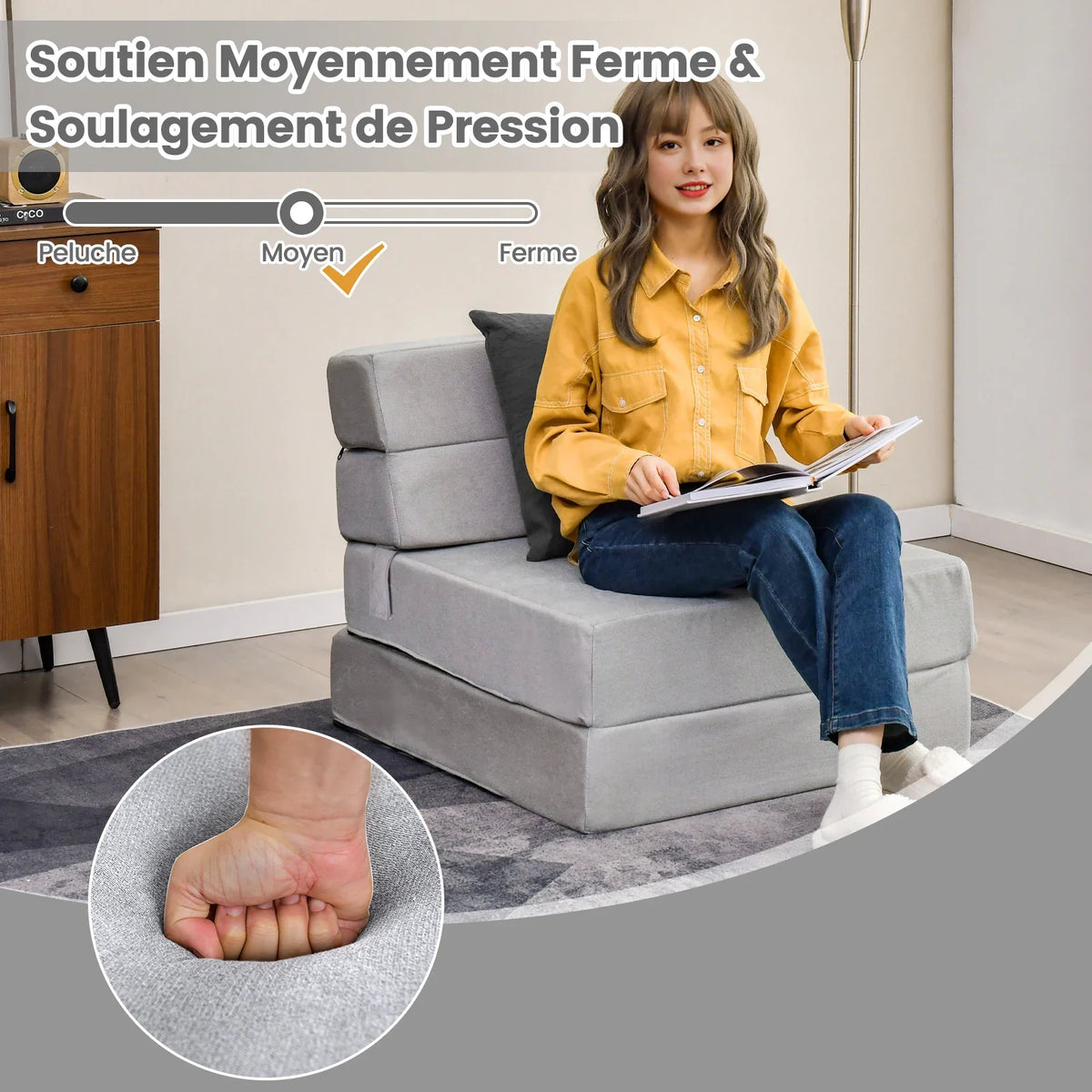 3 in 1 folding sofa bed, folding mattress, foam extra thick (15cm), sofa bed, floor mattress, folding mattress, guest mattress - view 3