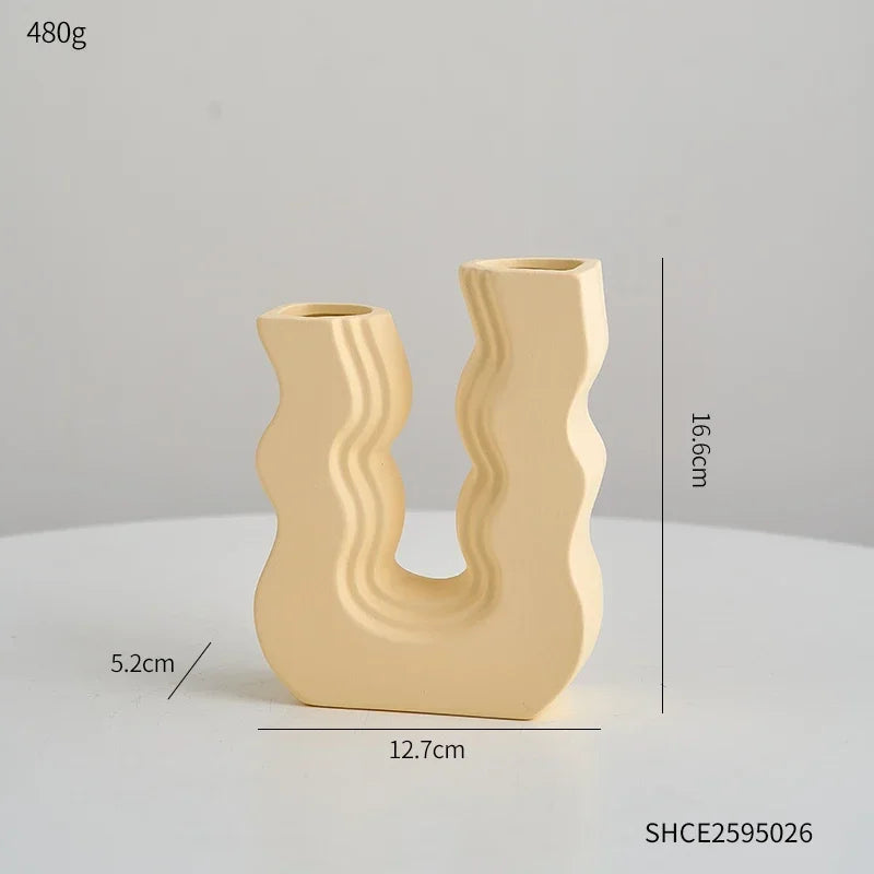 Morandi style decorative ceramic vase for flowers - Style C