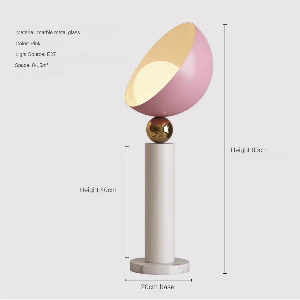 Minimalist bedside lamp for modern and elegant interior - 3 modifiables / Pink-83cm