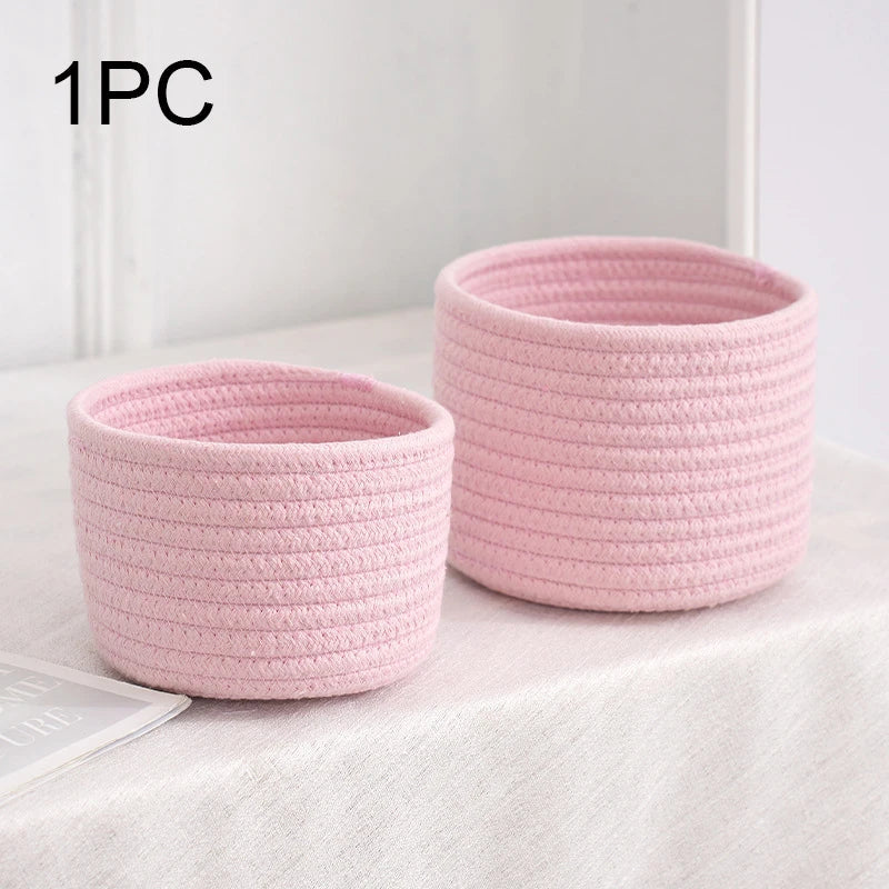 Cotton rope storage baskets for toys and other objects - Pink / L