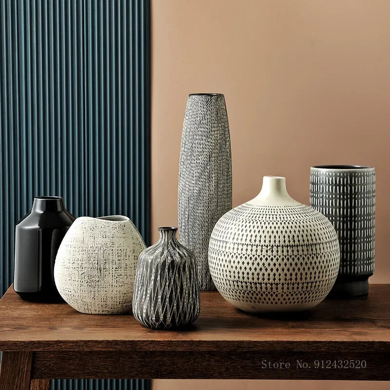 Geometrically Shaped Ceramic Flower Arrangement, Home decor, Dining Room Bedroom Living Room Office decor Creative Art Vase, 1Pc - view 2