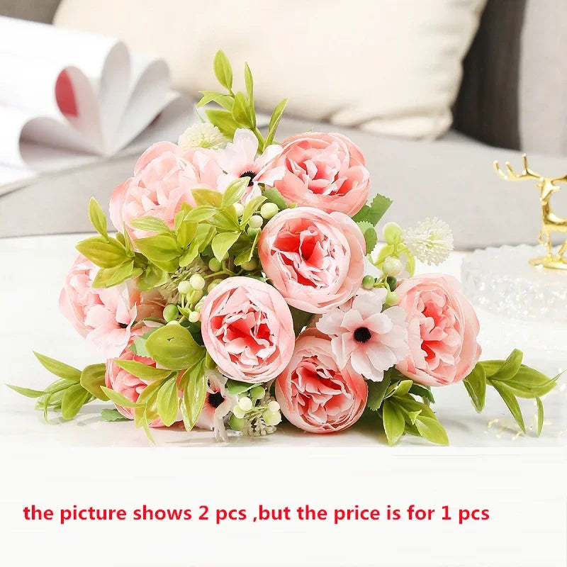 Bouquet of artificial peonies for wedding and festive decoration - Light Pink