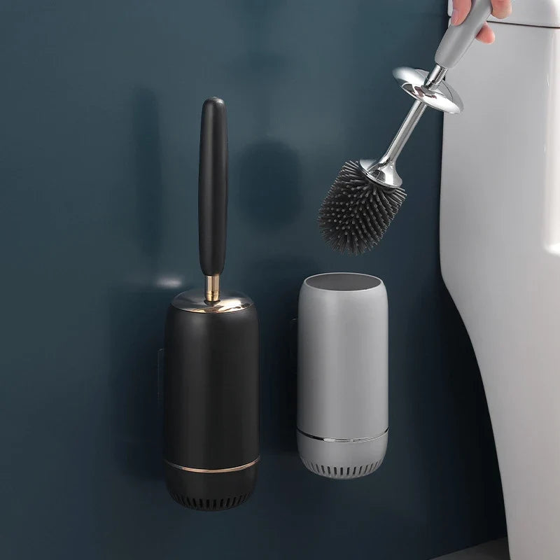 Wall toilet brush without silicone perforation with long handle
