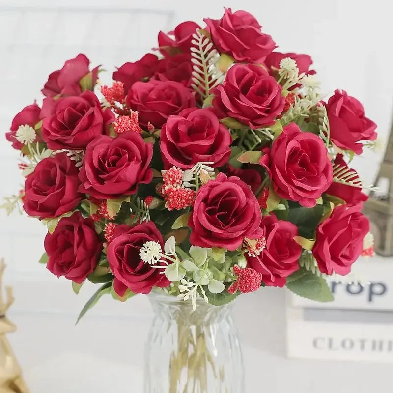 Bouquet of artificial peonies for wedding and interior decoration - Red
